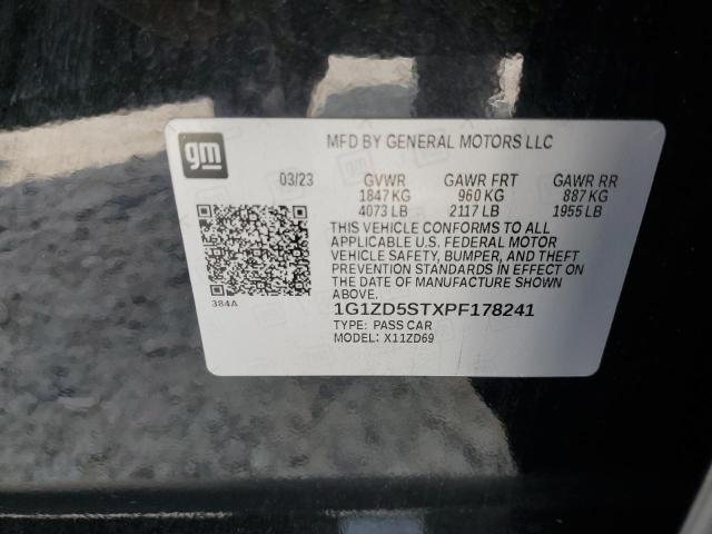 1G1ZD5STXPF178241 - 2023 CHEVROLET MALIBU LT BLACK photo 12