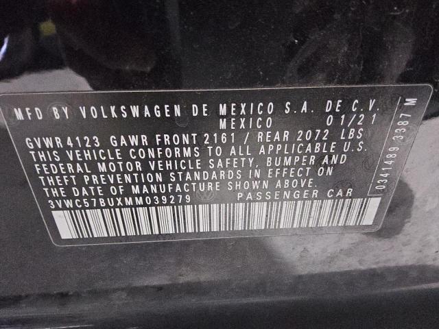 3VWC57BUXMM039279 - 2021 VOLKSWAGEN JETTA S BLACK photo 12
