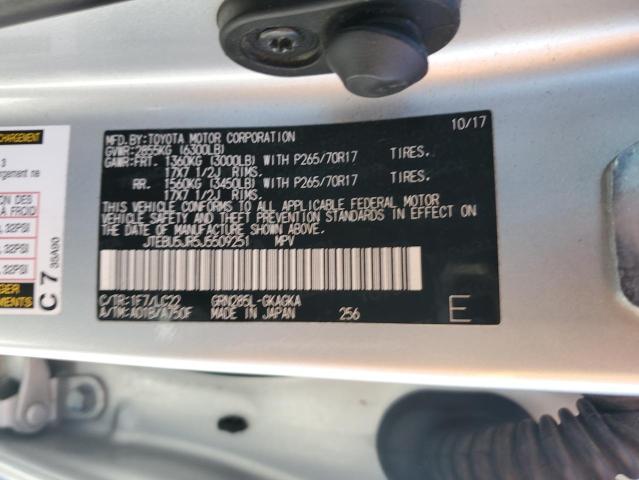 JTEBU5JR5J5509251 - 2018 TOYOTA 4RUNNER SR5/SR5 PREMIUM SILVER photo 13