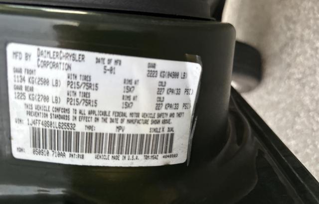 1J4FF48S01L625532 - 2001 JEEP CHEROKEE SPORT Жасыл фото 10