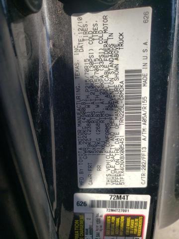 5TFTX4CNXBX005451 - 2011 TOYOTA TACOMA ACCESS CAB შავი ფოტო 12