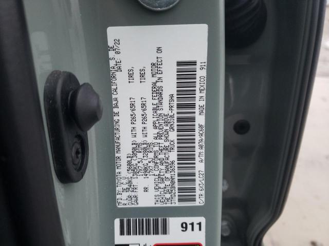 3TMDZ5BN0NM136596 - 2022 TOYOTA TACOMA DOUBLE CAB GRAY photo 13