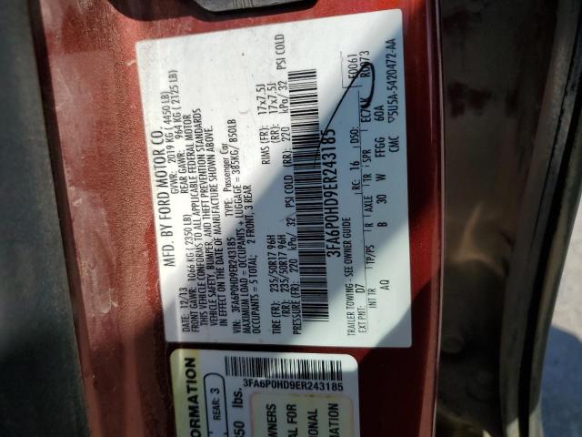 3FA6P0HD9ER243185 - 2014 FORD FUSION SE MAROON photo 13