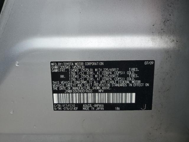 JTMBF33V39D019633 - 2009 TOYOTA RAV4 SILVER photo 13