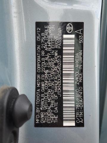 JTDKN3DUXC5452313 - 2012 TOYOTA PRIUS TURQUOISE photo 13