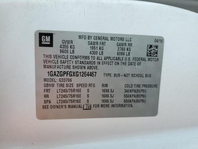 1GAZGPFGXG1264467 - 2016 CHEVROLET EXPRESS G3 LT თეთრი ფოტო 13