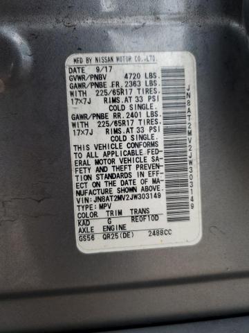 JN8AT2MV2JW303149 - 2018 NISSAN ROGUE S GRAY photo 14