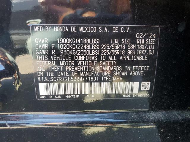 3CZRZ2H53RM771601 - 2024 HONDA HR-V SPORT შავი ფოტო 14