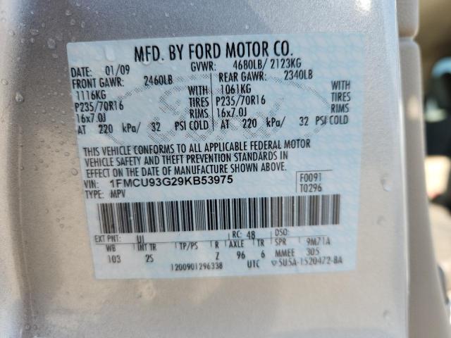 1FMCU93G29KB53975 - 2009 FORD ESCAPE XLT SILVER photo 13