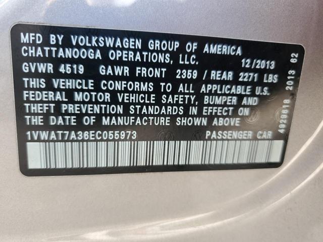 1VWAT7A36EC055973 - 2014 VOLKSWAGEN PASSAT S SILVER photo 12