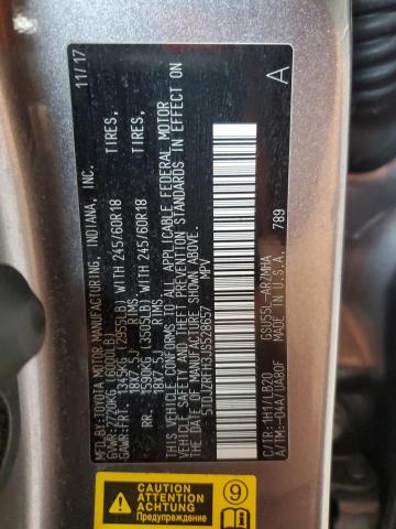 5TDJZRFH3JS528657 - 2018 TOYOTA HIGHLANDER SE Szary zdjęcie 13