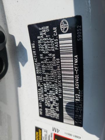 4T1BF3EK1BU594768 - 2011 TOYOTA CAMRY BASE Սպիտակ լուսանկար 12