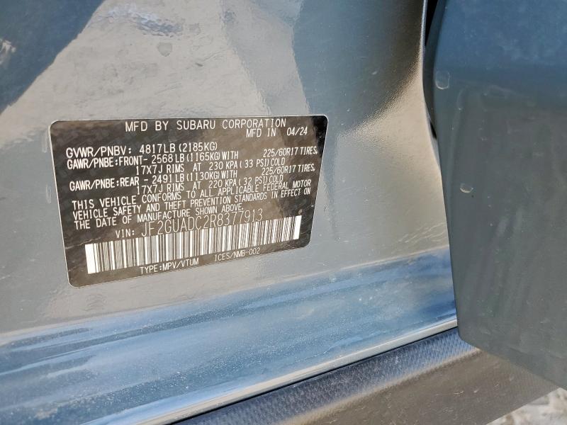 JF2GUADC2R8377913 - 2024 SUBARU CROSSTREK PREMIUM GRAY photo 13