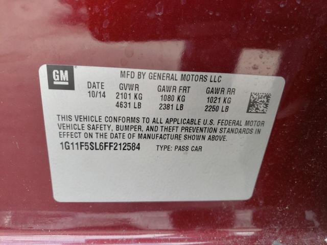1G11F5SL6FF212584 - 2015 CHEVROLET MALIBU LTZ წითელი ფოტო 12