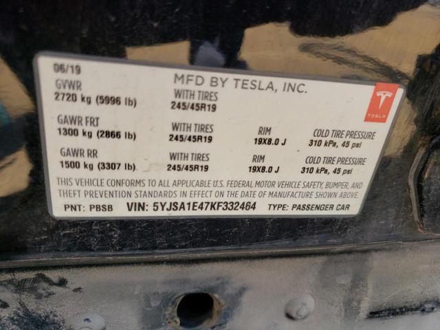 5YJSA1E47KF332464 - 2019 TESLA MODEL S Մոխրագույն լուսանկար 13