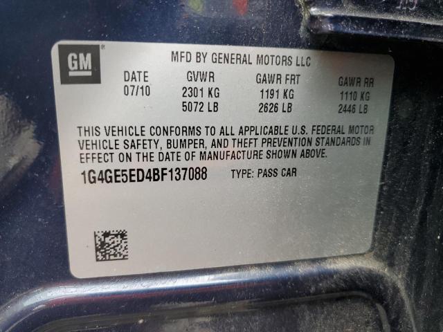 1G4GE5ED4BF137088 - 2011 BUICK LACROSSE CXS BLUE photo 12