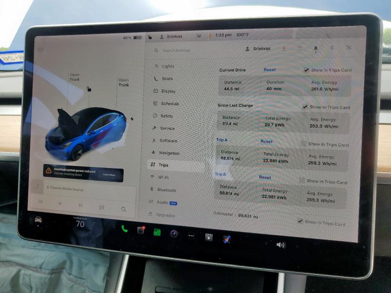 5YJ3E1EB3LF664653 - 2020 TESLA MODEL 3 BLUE photo 9