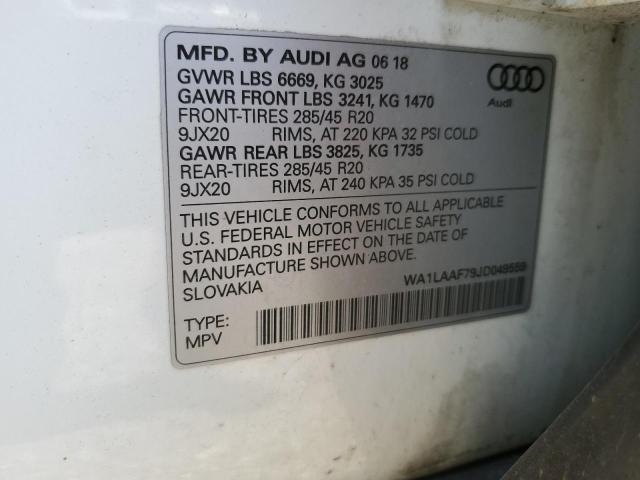 WA1LAAF79JD049559 - 2018 AUDI Q7 PREMIUM PLUS Белый фото 14