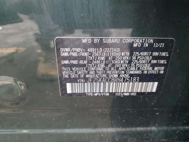JF2SKACC8RH475183 - 2024 SUBARU FORESTER PREMIUM GREEN photo 14