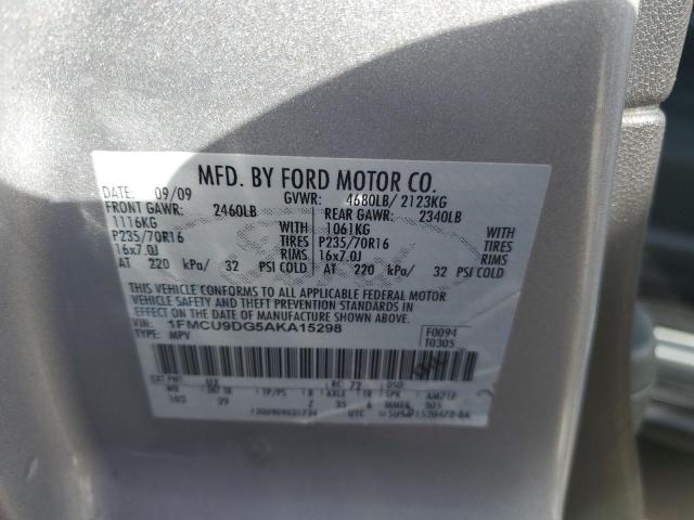 1FMCU9DG5AKA15298 - 2010 FORD ESCAPE XLT SILVER photo 13