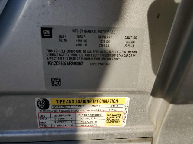 1G1ZC5E07AF209862 - 2010 CHEVROLET MALIBU 1LT 银色 照片 12