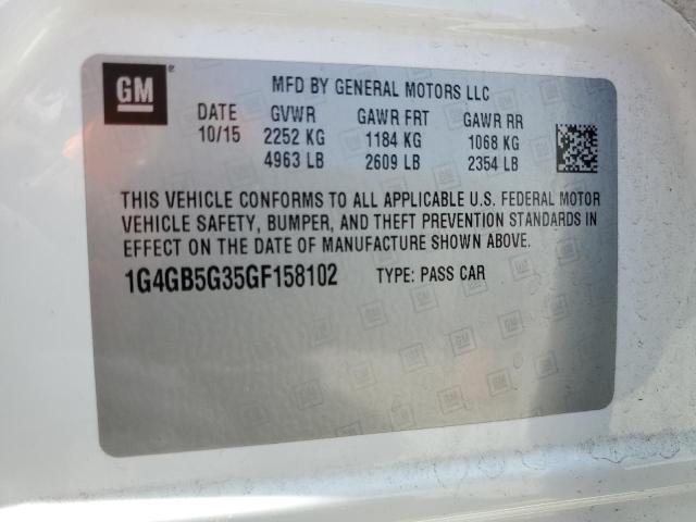 1G4GB5G35GF158102 - 2016 BUICK LACROSSE WHITE photo 13