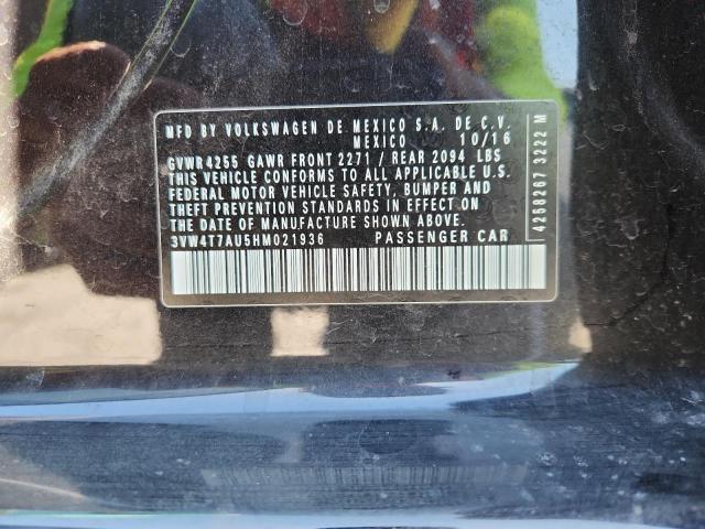 3VW4T7AU5HM021936 - 2017 VOLKSWAGEN GTI S შავი ფოტო 12