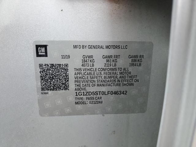 1G1ZD5ST0LF046342 - 2020 CHEVROLET MALIBU LT SILVER photo 13