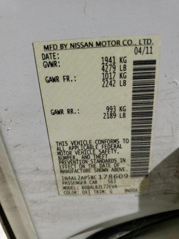 1N4AL2AP5BC178609 - 2011 NISSAN ALTIMA BASE თეთრი ფოტო 12