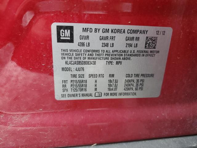 KL4CJASB5DB083430 - 2013 BUICK ENCORE 红色 照片 14