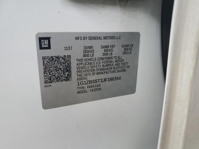 1G1ZB5ST3JF160354 - 2018 CHEVROLET MALIBU LS أبيض صورة 12