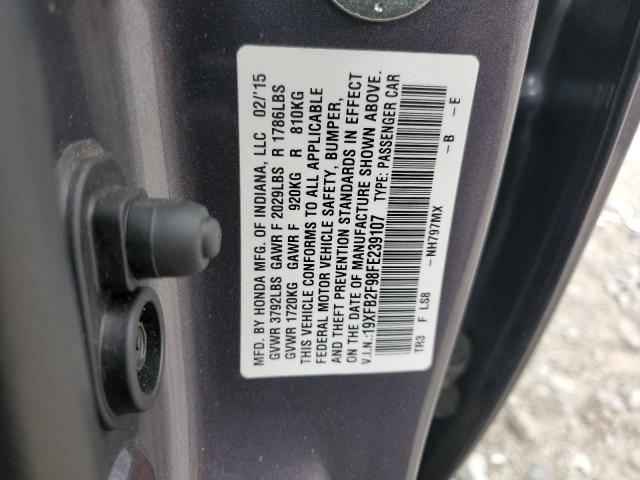 19XFB2F98FE239107 - 2015 HONDA CIVIC EXL GRAY photo 12