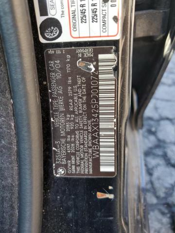 WBAAX13425PJ01072 - 2005 BMW 325 IT SULEV BLACK photo 12