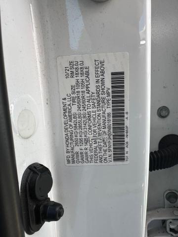5FNYF6H50NB018186 - 2022 HONDA PILOT EXL WHITE photo 10