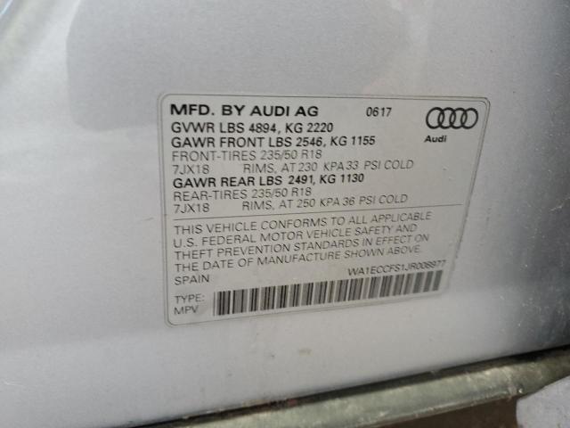 WA1ECCFS1JR008977 - 2018 AUDI Q3 PREMIUM Gümüş foto 13