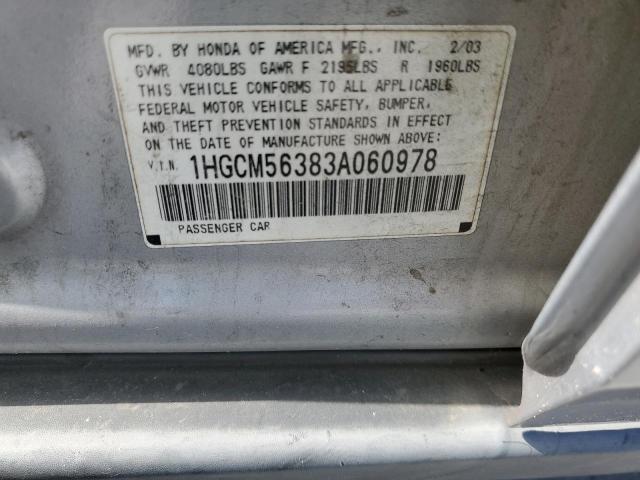 1HGCM56383A060978 - 2003 HONDA ACCORD LX SILVER photo 12