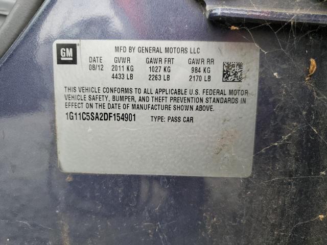 1G11C5SA2DF154901 - 2013 CHEVROLET MALIBU 1LT 蓝色 照片 12