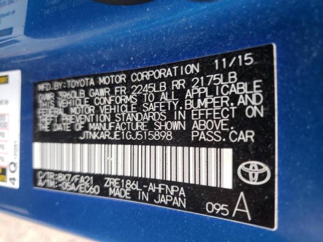 JTNKARJE1GJ515898 - 2016 TOYOTA SCION IM BLUE photo 10