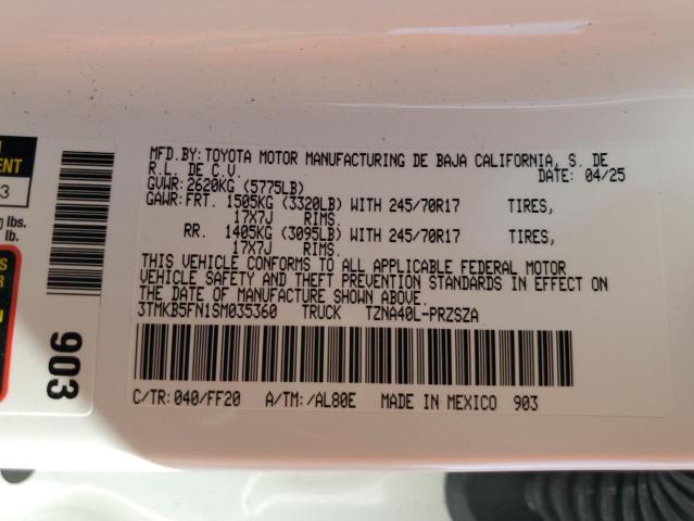 3TMKB5FN1SM035360 - 2025 TOYOTA TACOMA DOUBLE CAB Ağ foto 13