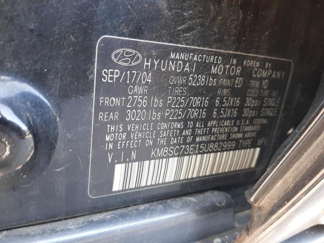 KM8SC73E15U882999 - 2005 HYUNDAI SANTA FE GLS BLACK photo 13