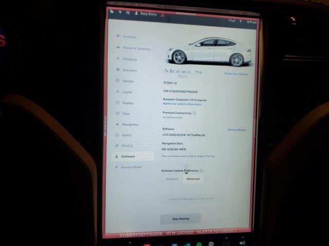 5YJSA1H15EFP62208 - 2014 TESLA MODEL S Սպիտակ լուսանկար 9