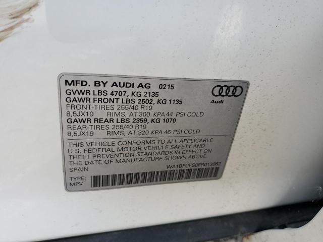 WA1BFCFS8FR013062 - 2015 AUDI Q3 PREMIUM PLUS WHITE photo 12