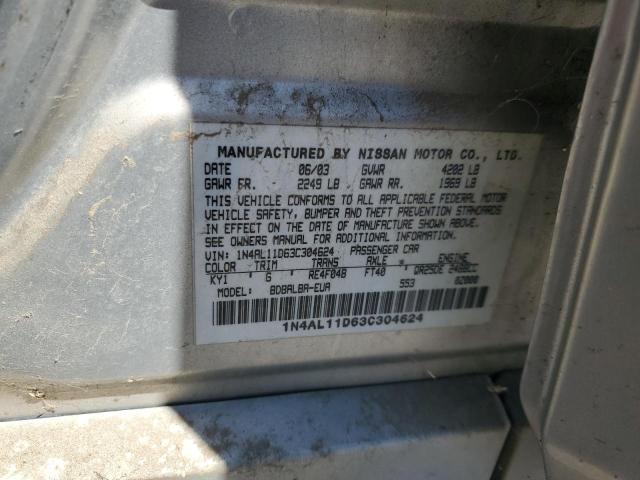 1N4AL11D63C304624 - 2003 NISSAN ALTIMA BASE 银色 照片 12