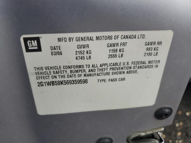 2G1WB58K569359598 - 2006 CHEVROLET IMPALA LS SILVER photo 12