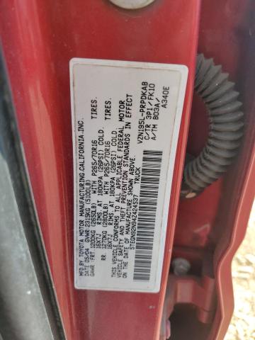 5TEGN92N94Z424537 - 2004 TOYOTA TACOMA DOUBLE CAB PRERUNNER RED photo 12
