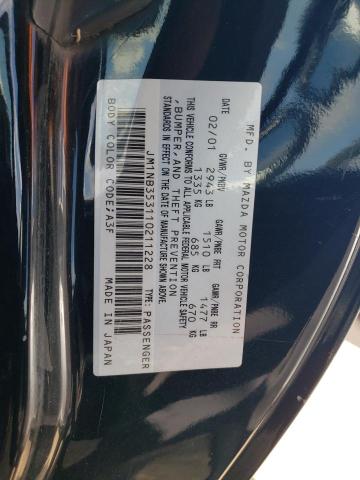 JM1NB353110211228 - 2001 MAZDA MX-5 MIATA BASE BLACK photo 12