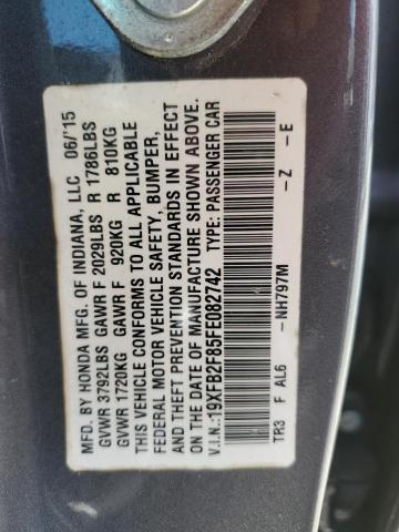 19XFB2F85FE082742 - 2015 HONDA CIVIC EX GRAY photo 13