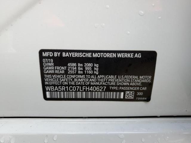 WBA5R1C07LFH40627 - 2020 BMW 330I WHITE photo 12