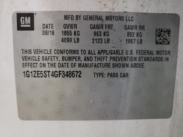 1G1ZE5ST4GF348672 - 2016 CHEVROLET MALIBU LT WHITE photo 12