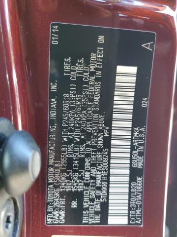 5TDKKRFH1ES008245 - 2014 TOYOTA HIGHLANDER XLE 栗色 照片 13